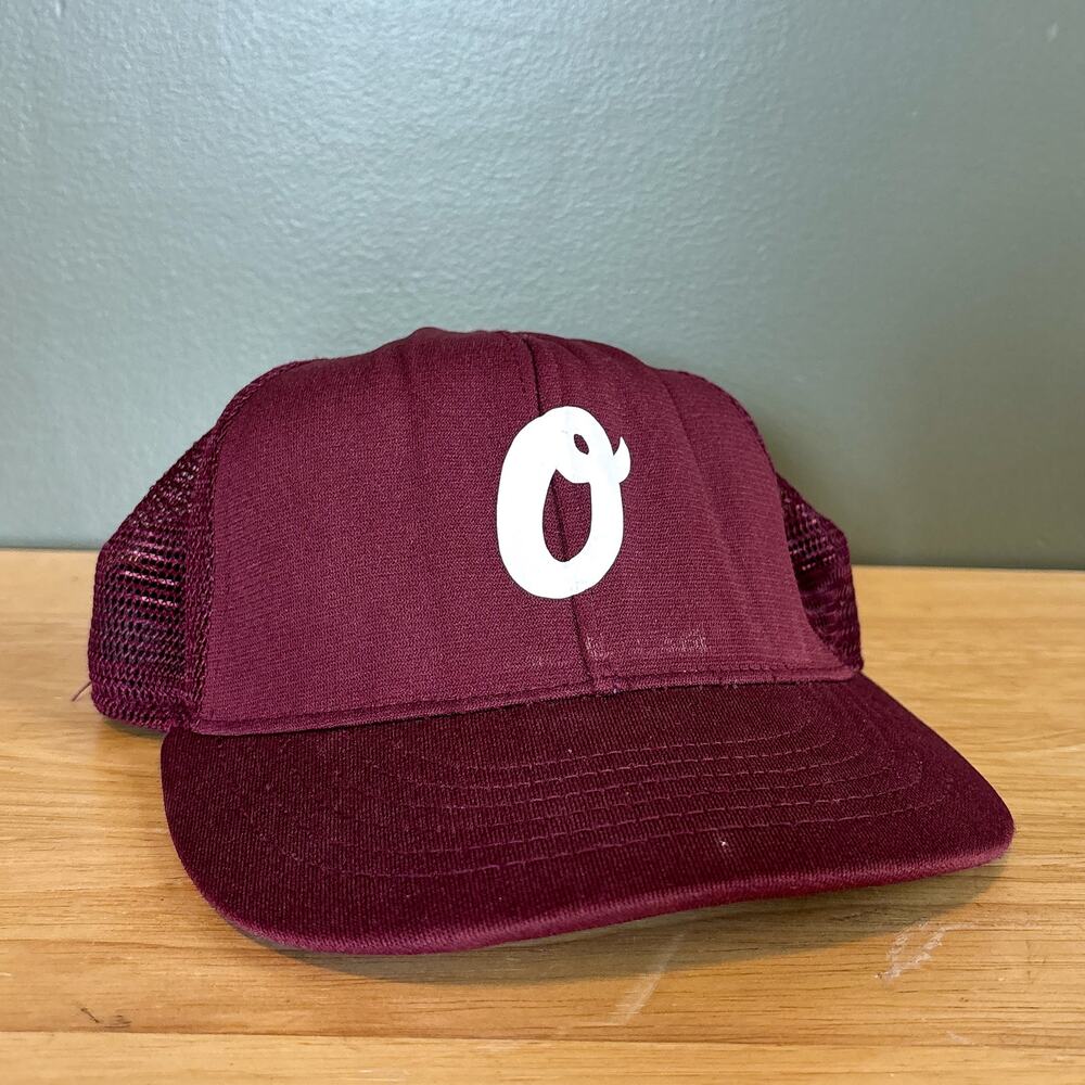 Vintage Pro-Line Script O Logo Maroon Mesh Trucker Snapback Hat L/XL